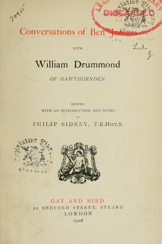 Cover for Conversations of Ben Jonson with William Drummond of Hawthornden
