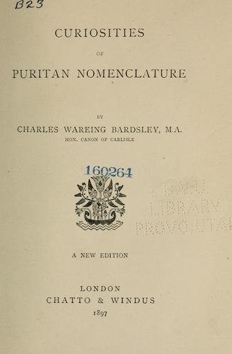Cover for Curiosities of Puritan nomenclature.