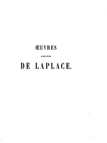 Cover for Œuvres complètes de Laplace