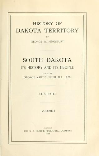 Cover for History of Dakota Territory