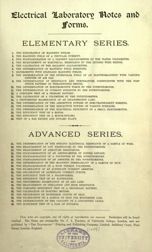 Cover for Electrical laboratory notes and forms