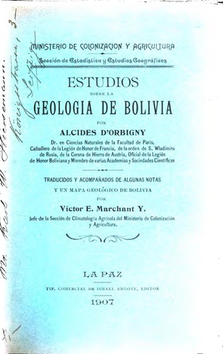 Cover for Estudios sobre la geologia de Bolivia