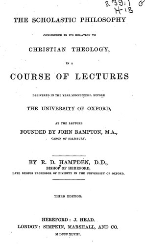 Cover for The Scholastic philosophy considered in its relation to Christian theology