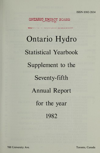 Cover for ONTARIO HYDRO STATISTICAL YEARBOOK