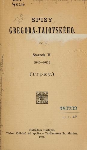 Cover for Spisy Gregora-Tajovského