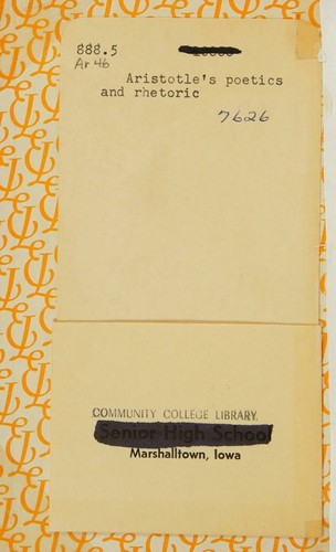 Cover for The Rhetoric/The Poetics of Aristotle (The Modern Library, No. 246)