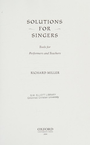 Cover for Solutions for singers