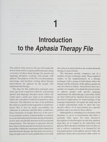 Cover for The aphasia therapy file