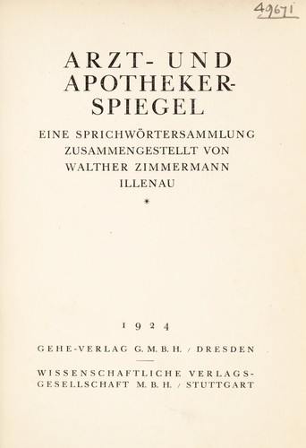Cover for Arzt- und apotheker-spiegel
