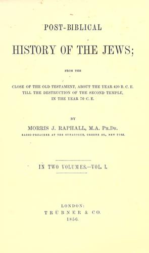 Cover for Post-Biblical history of the Jews