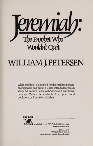 Cover for Jeremiah the Prophet Who Wouldn't Quit