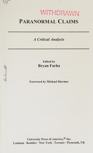 Cover for Paranormal claims