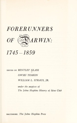 Cover for Forerunners of Darwin, 1745-1859