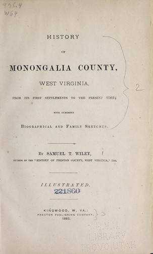 Cover for History of Monongalia County, West Virginia