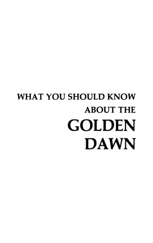 Cover for What you should know about the Golden Dawn