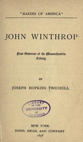 Cover for John Winthrop, first governor of the Massachusetts colony