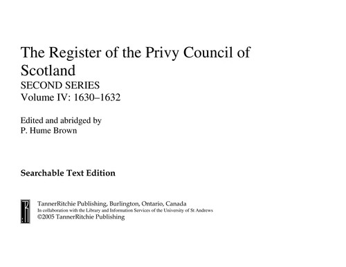 Cover for Register of the Privy Council of Scotland