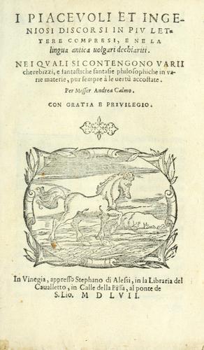 Cover for I piacevoli et ingeniosi discorsi in piv lettere compresi