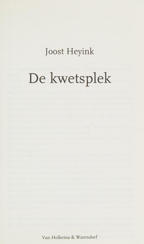 Cover for De kwetsplek