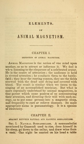 Cover for Elements of animal magnetism