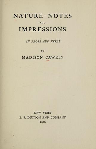 Cover for Nature-notes and impressions, in prose and verse
