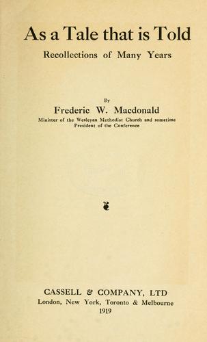 Cover for As a tale that is told
