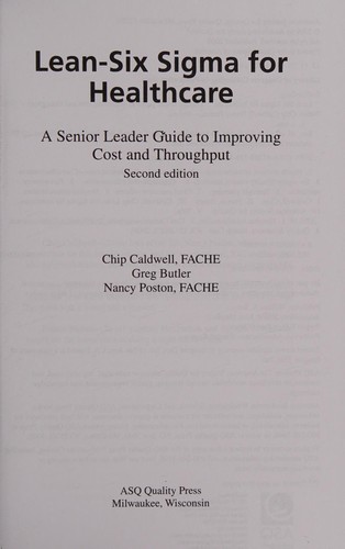 Cover for Lean-Six Sigma for healthcare