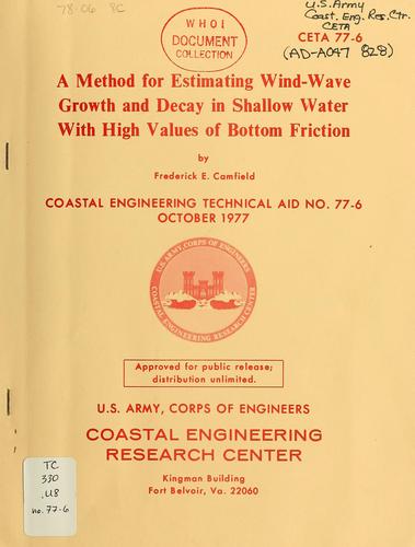 Cover for A method for estimating wind-wave growth and decay in shallow water with high values of bottom friction