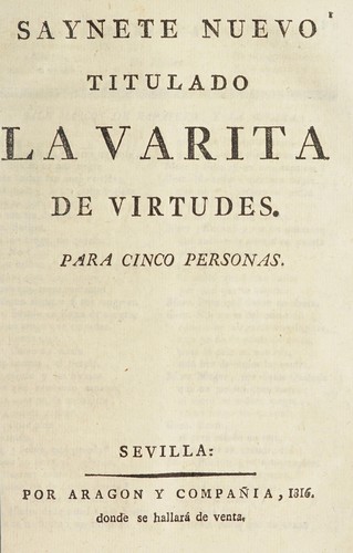 Cover for Saynete nuevo titulado La varita de virtudes