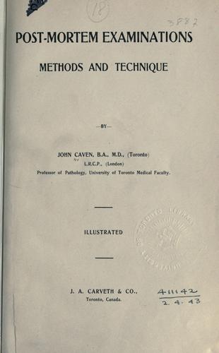 Cover for Post-mortem examinations, methods and technique.