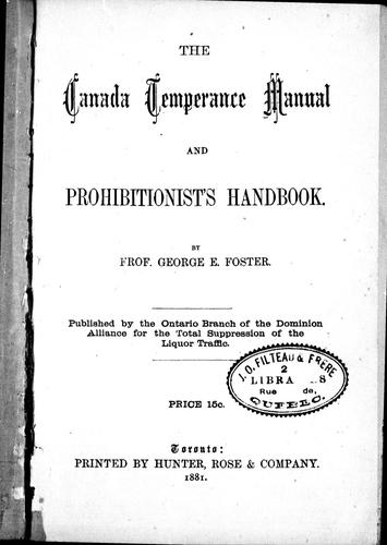 Cover for The Canada temperance manual and prohibitionist's handbook