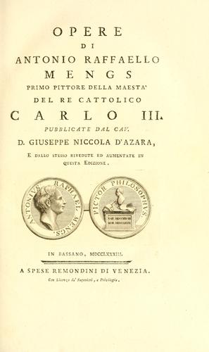 Cover for Opere di Antonio Raffaello Mengs.