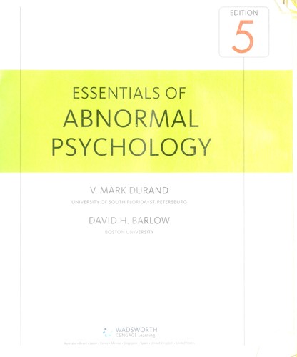 Cover for Essentials of abnormal psychology