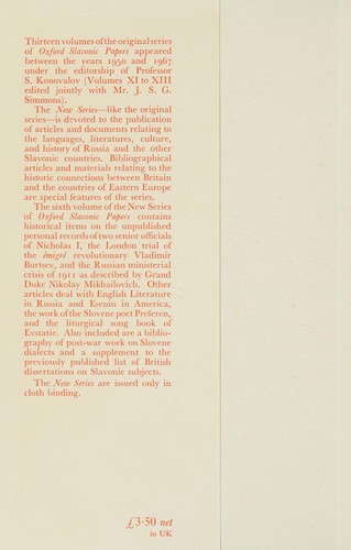 Cover for Oxford Slavonic papers