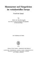 Cover for Massenarmut und Hungerkrisen im vorindustriellen Europa