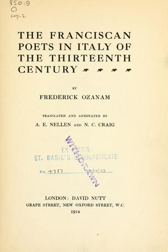Cover for Franciscan poets in Italy of the thirteenth century