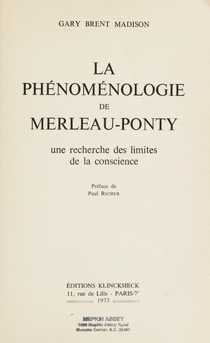 Cover for La phénoménologie de Merleau-Ponty