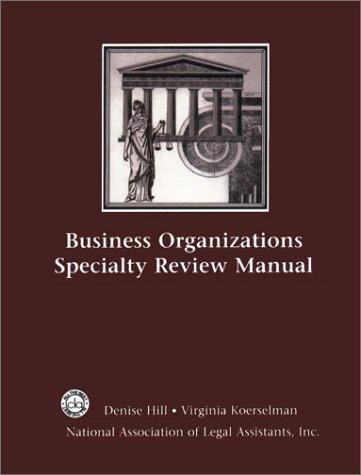 Cover for Business organizations law review manual