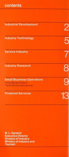 Cover for INDUSTRY SERVICES - MINISTRY OF INDUSTRY AND TOURISM, ONTARIO