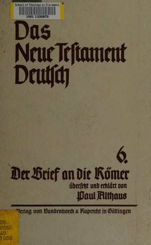 Cover for Der Brief an die Roemer