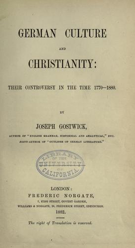 Cover for German culture and Christianity