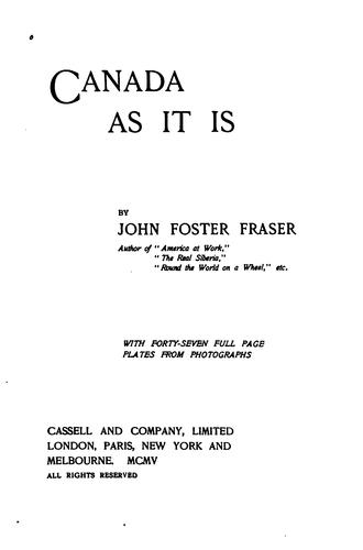 Cover for Canada as it is