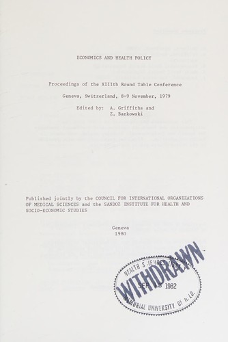 Cover for Economics and health policy
