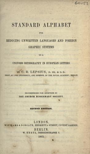Cover for Standard alphabet for reducing unwritten languages and foreign graphic systems to a uniform orthography in European letters