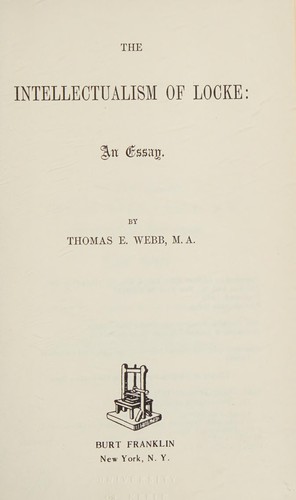 Cover for The intellectualism of Locke