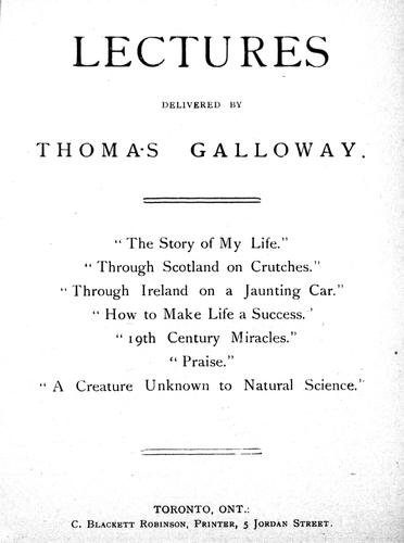 Cover for Lectures
