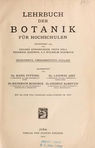 Cover for Lehrbuch der Botanik für Hochschulen