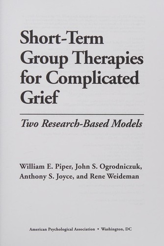 Cover for Short-term group therapies for complicated grief
