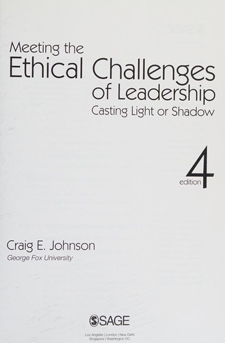 Cover for Meeting the ethical challenges of leadership