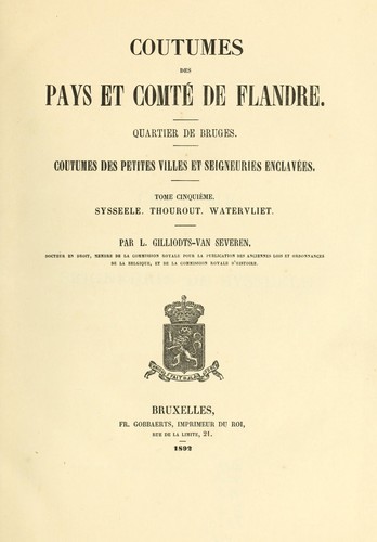Cover for Coutumes des pays et comté de Flandre